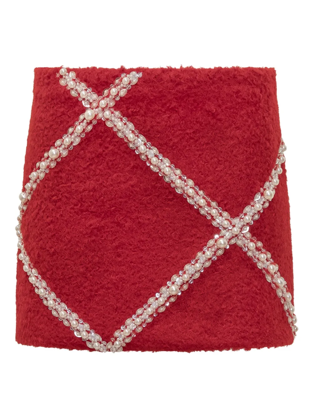 DES PHEMMES pearl-embellished mini skirt | Red | Image 1