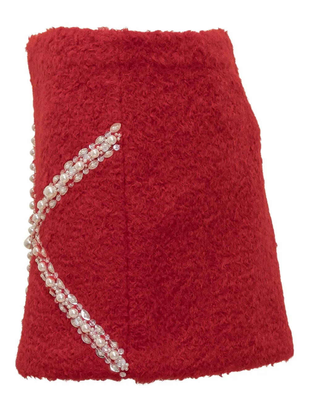 DES PHEMMES pearl-embellished mini skirt Rood