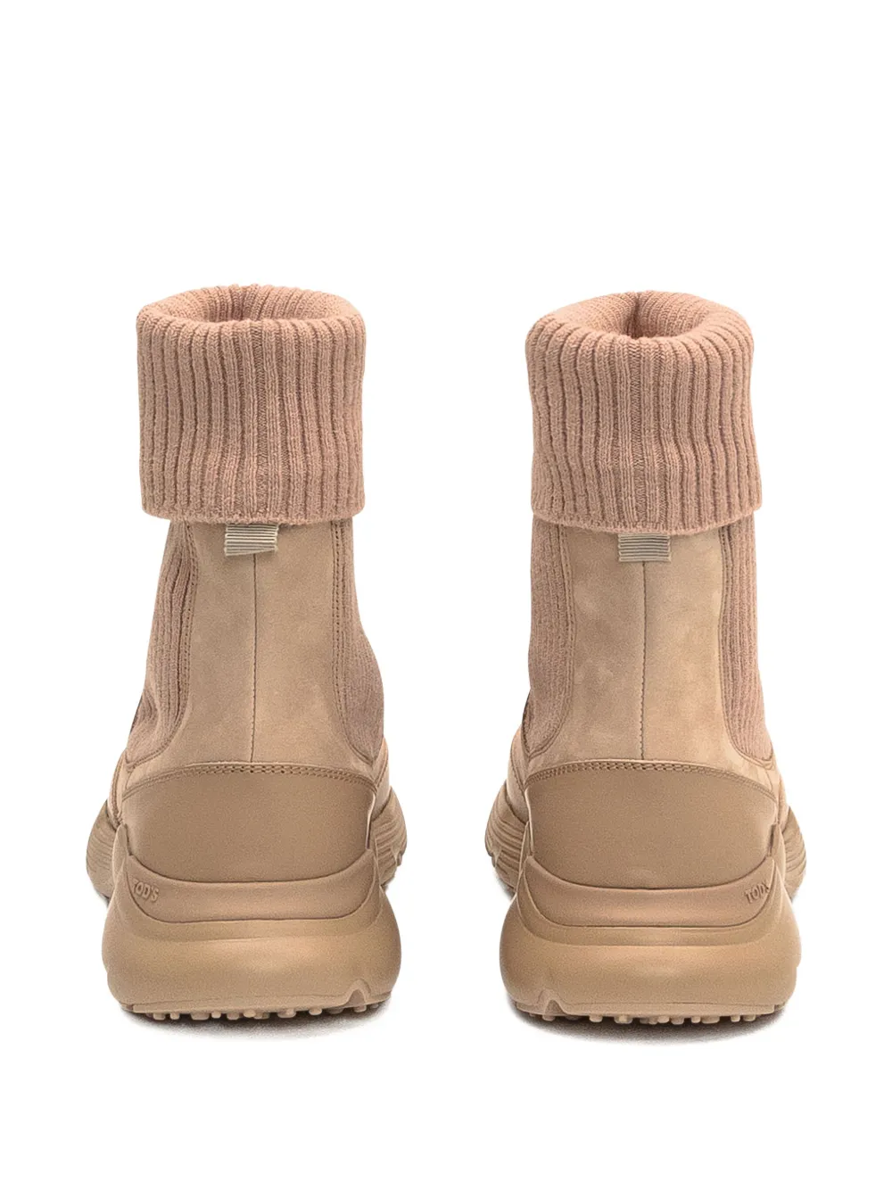 Tod's knitted cuffed calfskin ankle boots Neutrals