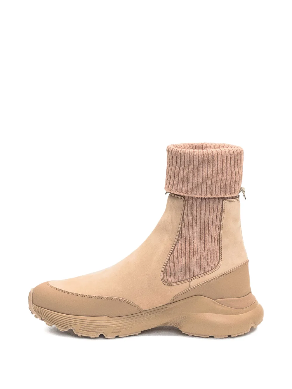 Tod's knitted cuffed calfskin ankle boots Neutrals