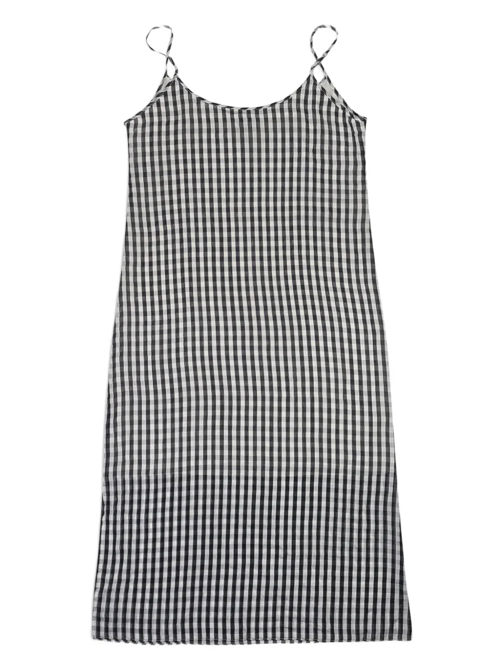 Callipygian gingham midi dress - Zwart