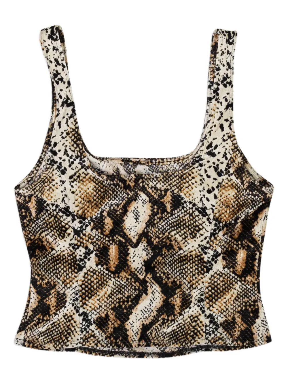 Callipygian snake-print velour tank top | Brown | Image 1