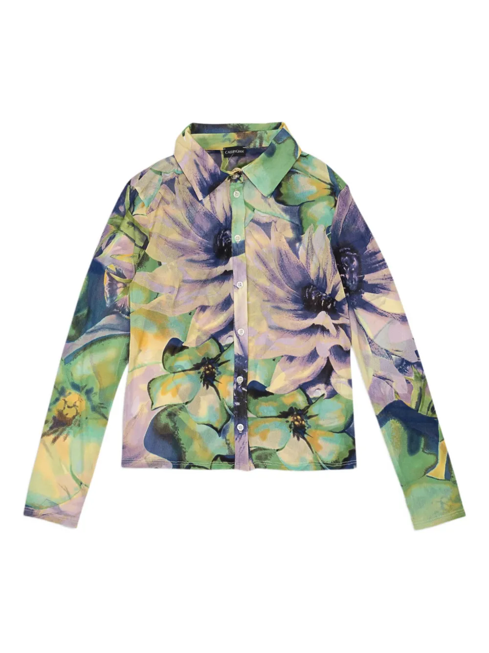 Callipygian Floral-print Shirt In Green