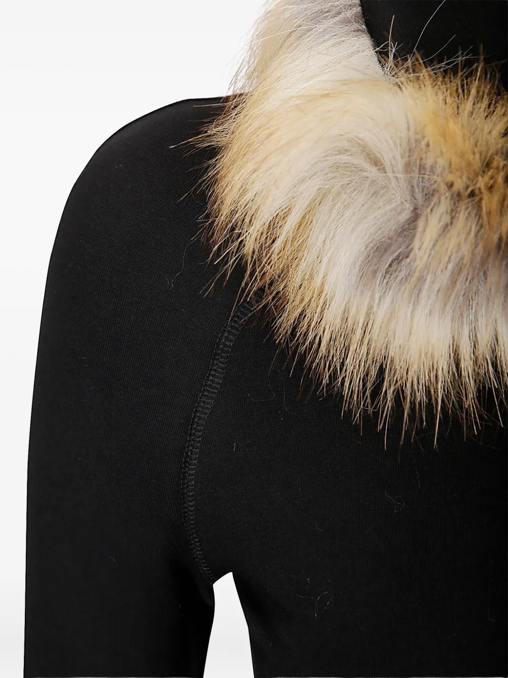 Ottolinger fur-collar fitted polo top - Zwart
