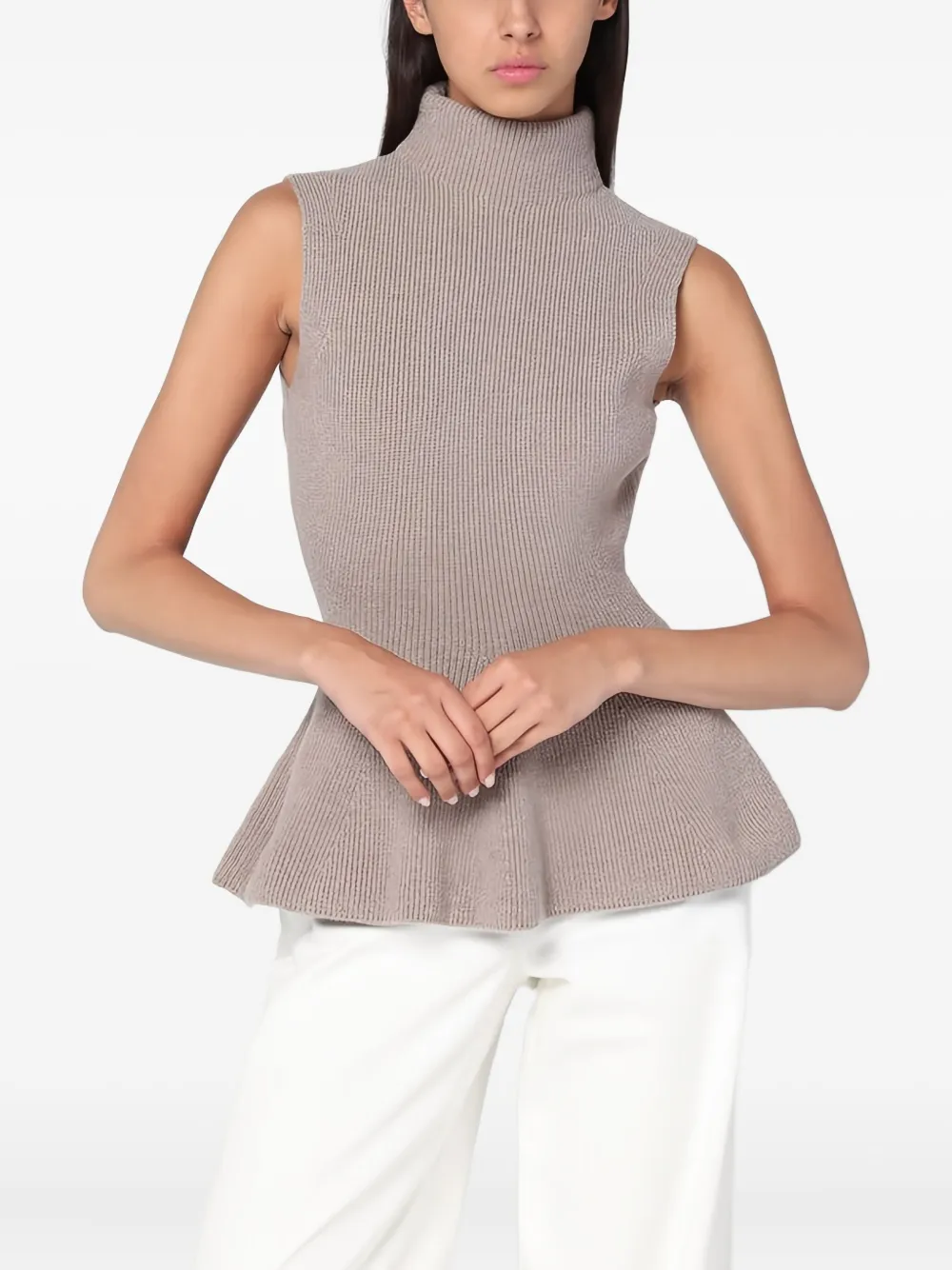 Rohe Sculptural Sleeveless Knitted Top Taupe Melange In Neutral