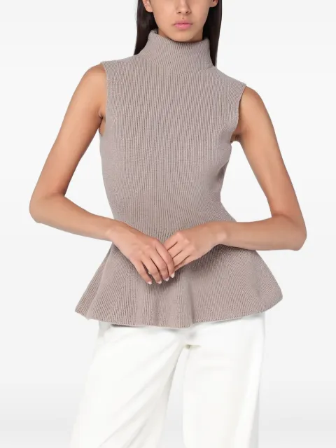 Róhe ribbed high-neck peplum top