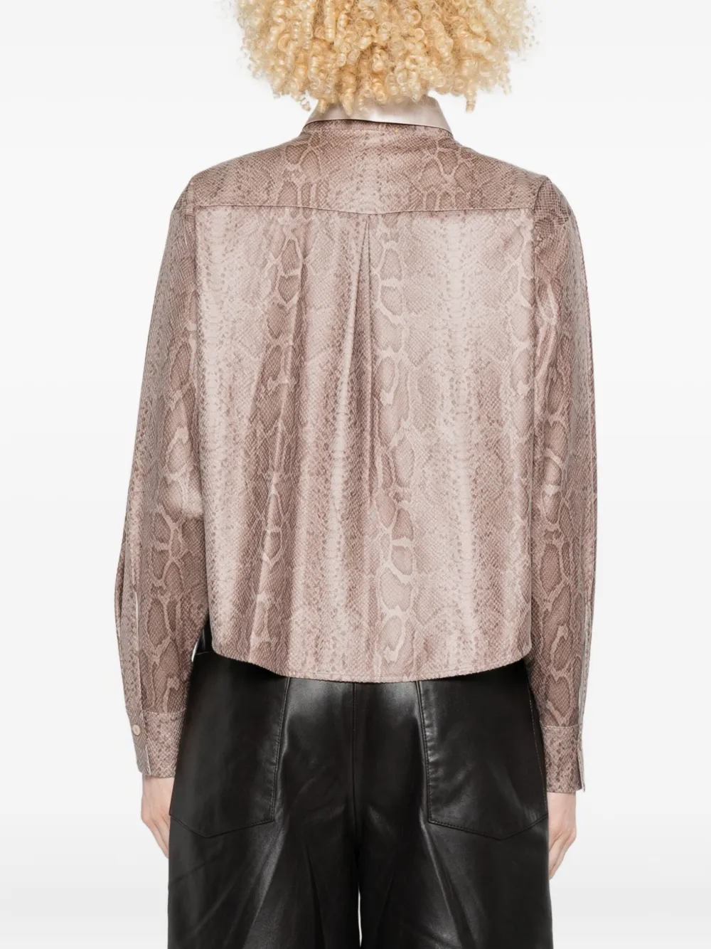 Forte Forte Snakeskin-print Long-sleeve Shirt In Brown