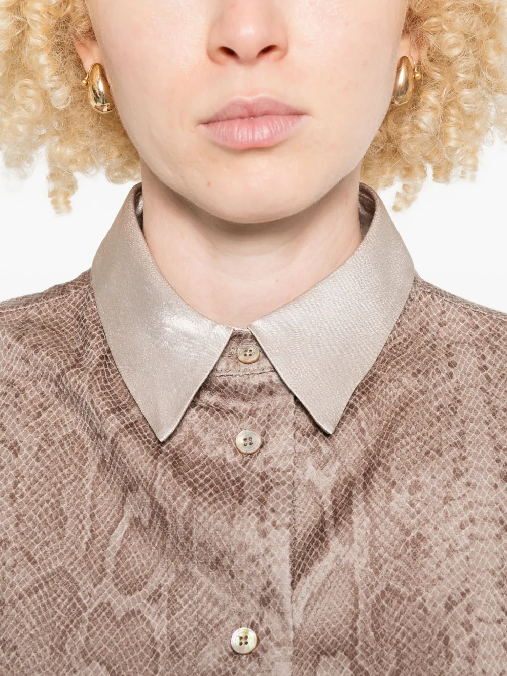 Forte Forte Snakeskin-print Long-sleeve Shirt In Brown