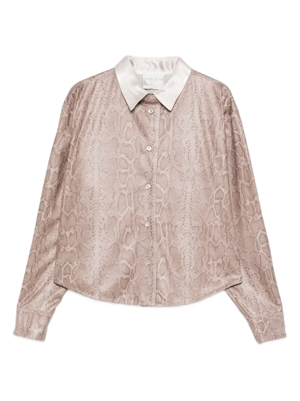 Forte Forte Snakeskin-print Long-sleeve Shirt In Brown