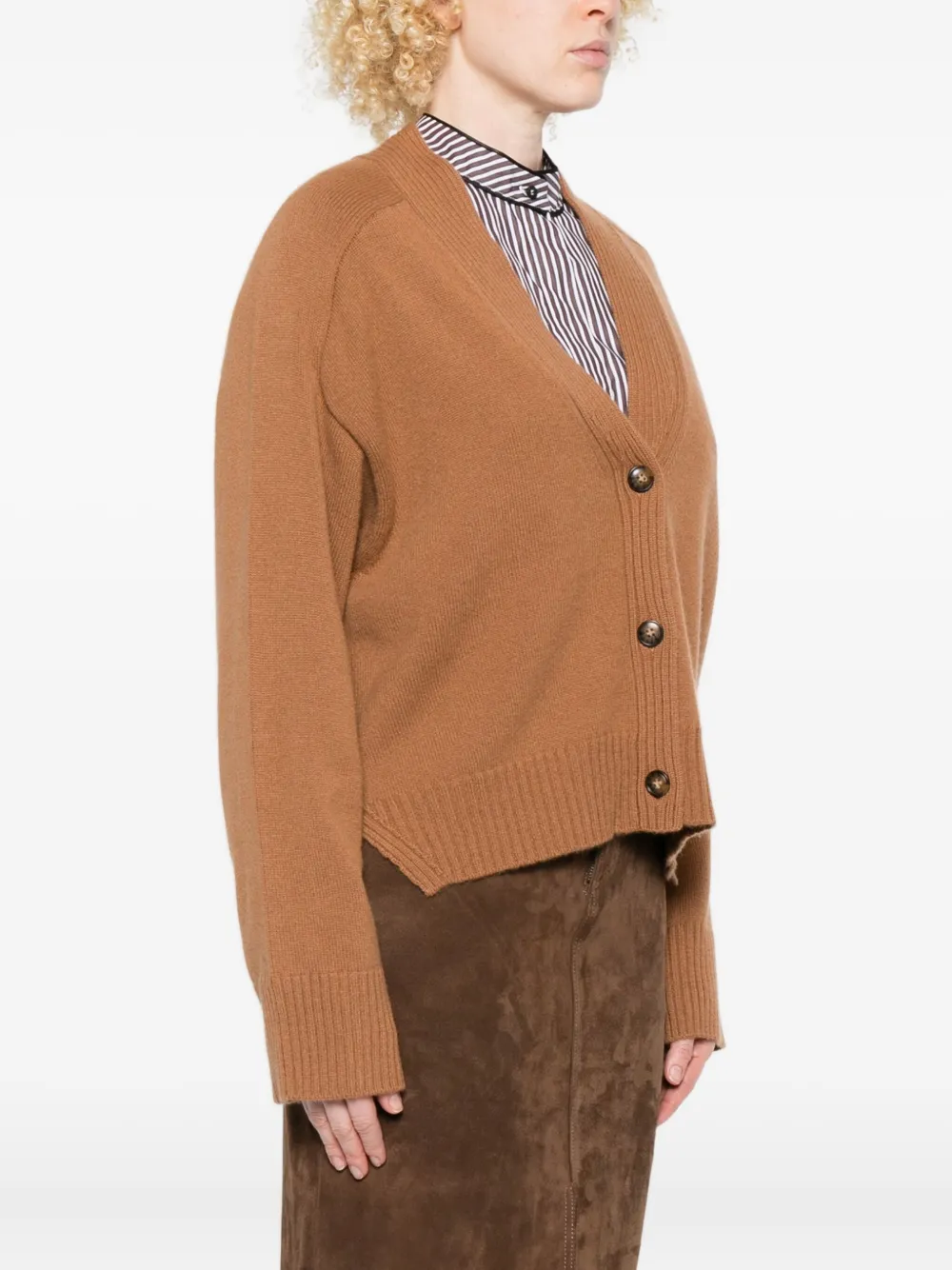 Loulou De Saison Kaia Buttoned Cardigan In Brown