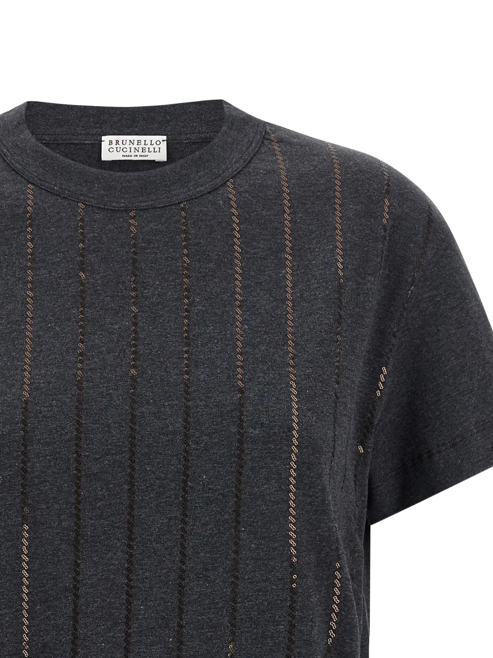 Brunello Cucinelli sequin-embellishment T-shirt Grijs