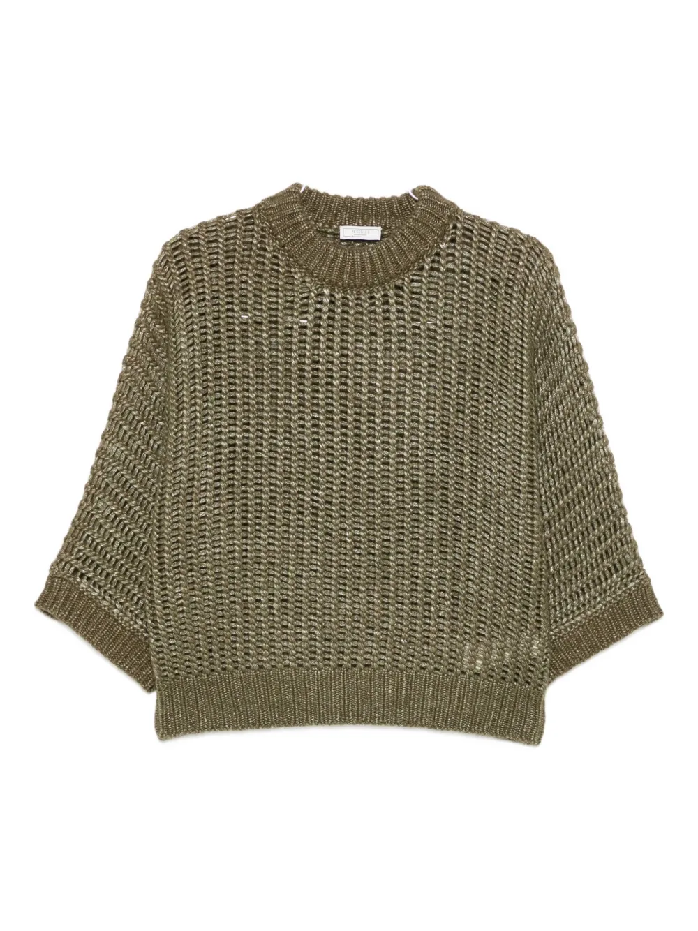 Peserico Open-knit Short-sleeve Sweater In Green