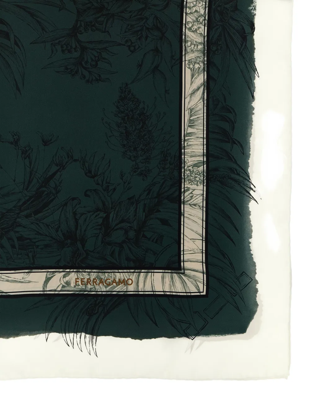 Ferragamo floral-print silk scarf - Groen