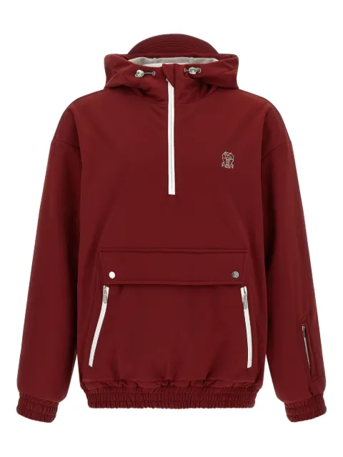 Brunello Cucinelli logo-embroidered hooded jacket