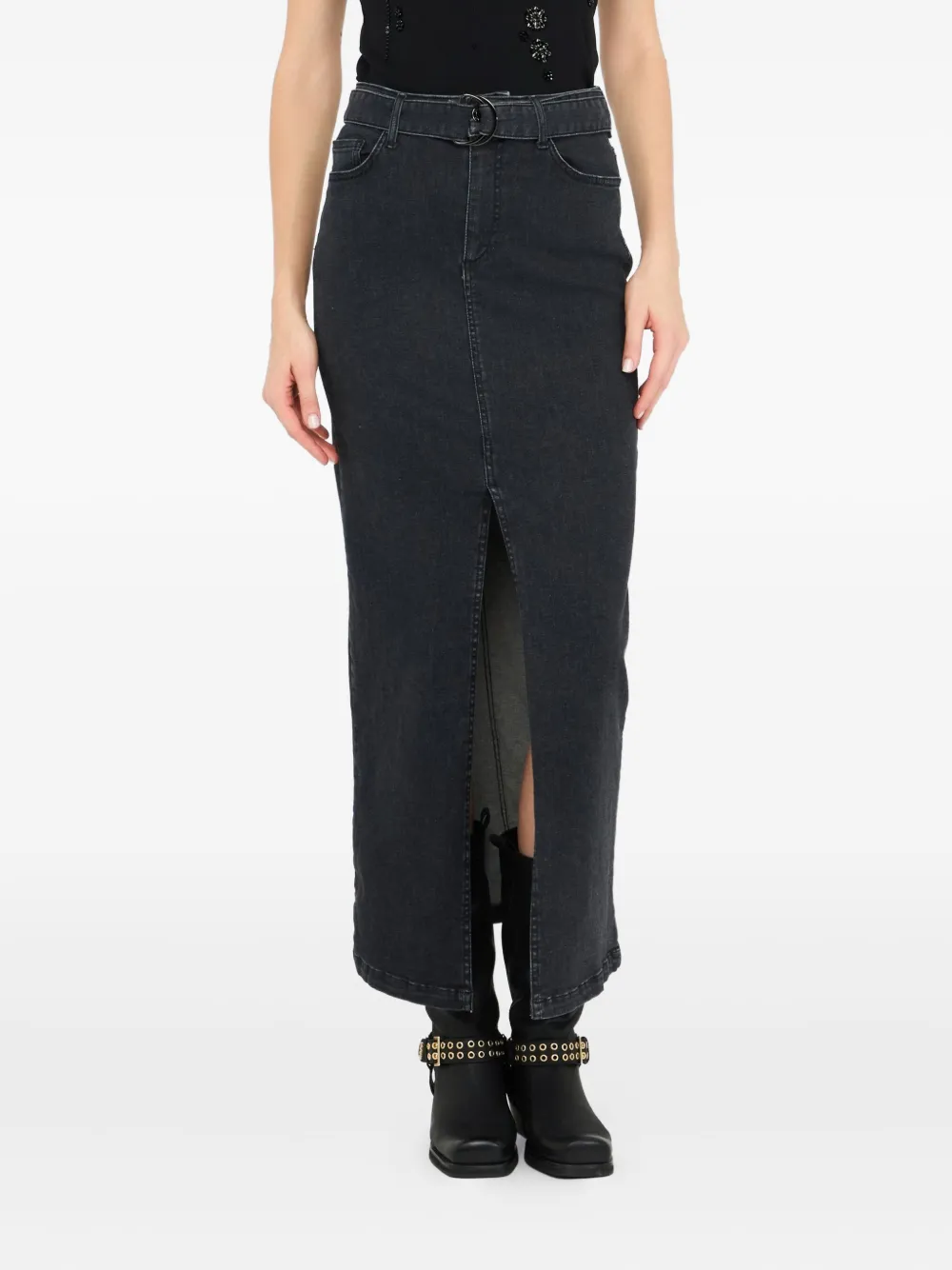 LIU JO Denim maxi-rok met ceintuur Grijs