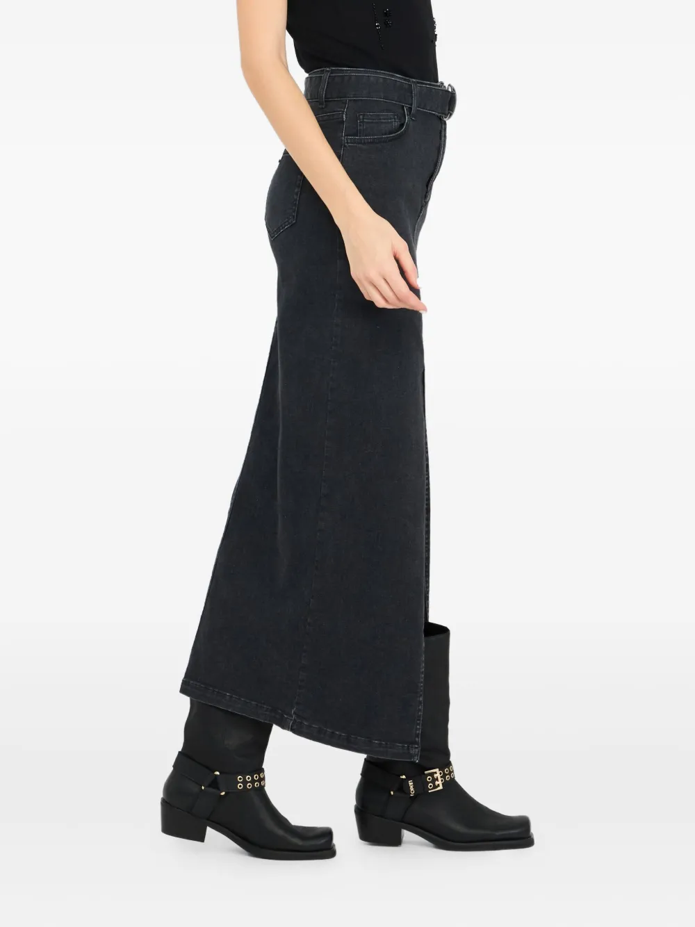 LIU JO Denim maxi-rok met ceintuur Grijs