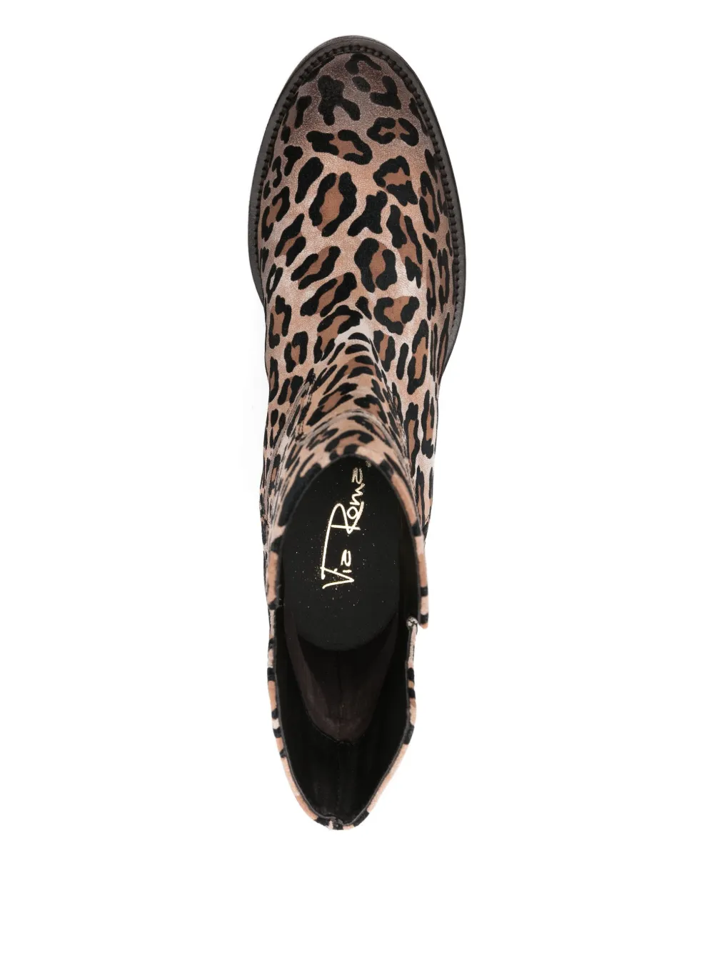 Via Roma 15 Leopard-print Calf-leather Ankle Boots In Brown