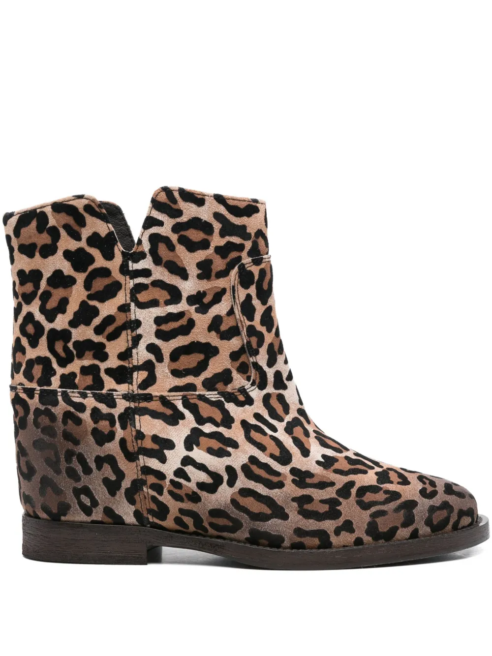 Via Roma 15 leopard-print calf-leather ankle boots Brown