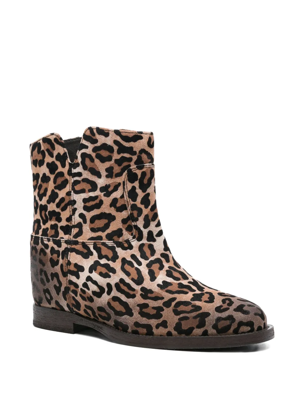 Via Roma 15 Leopard-print Calf-leather Ankle Boots In Brown