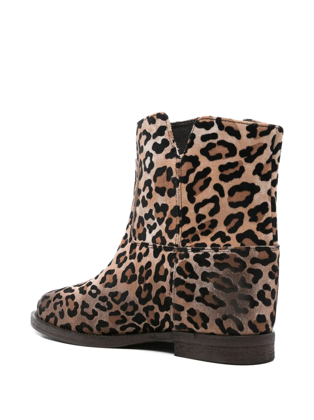 Via Roma 15 Leopard-print Calf-leather Ankle Boots In Brown