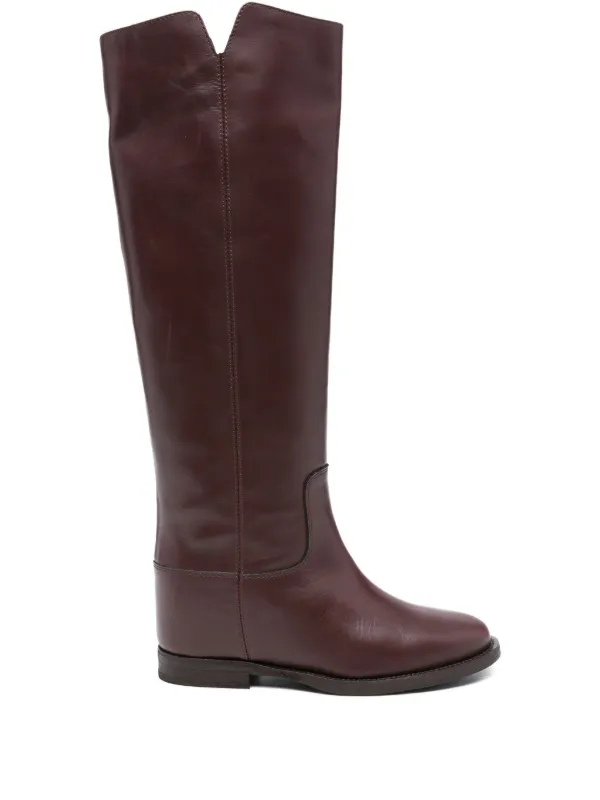 Via Roma 15 レザーロングブーツ | レッド | FARFETCH JP