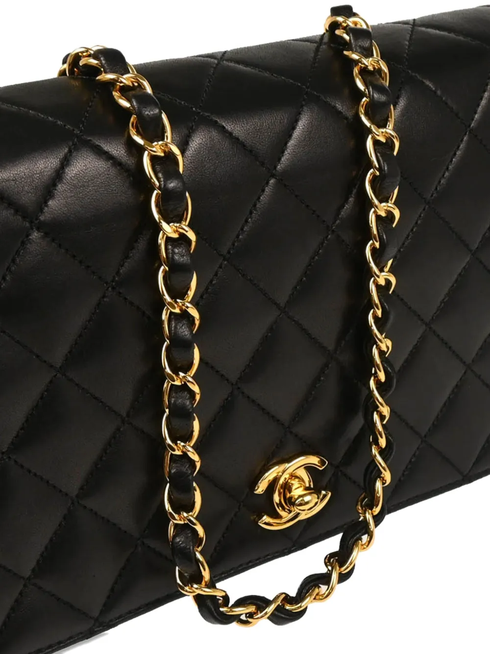 Pre-owned Chanel 2007 Small Turnlock Full Flap Shoulder Bag In Black