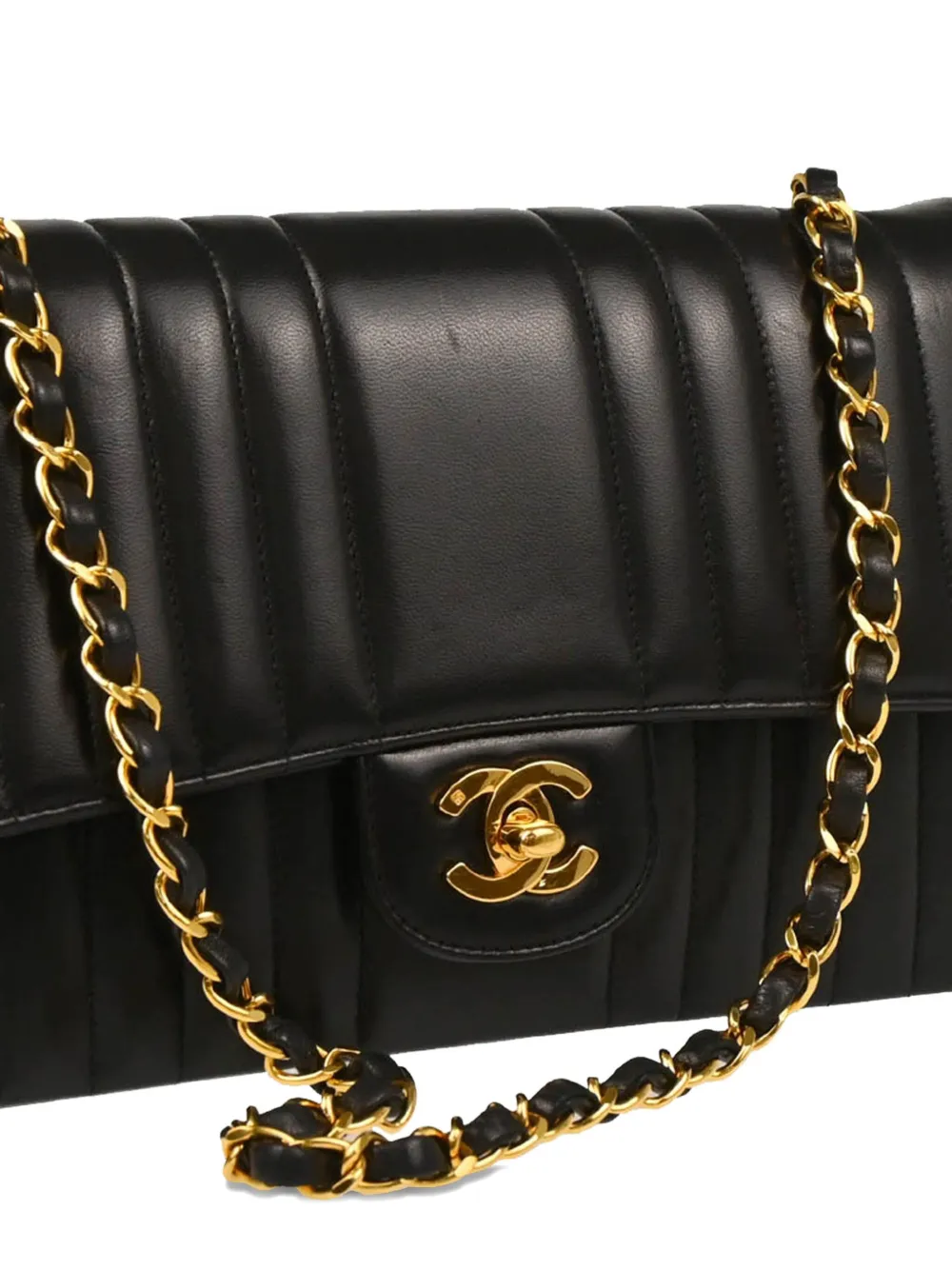 Pre-owned Chanel 1992 Mademoiselle Quilted Lambskin Bag In Black