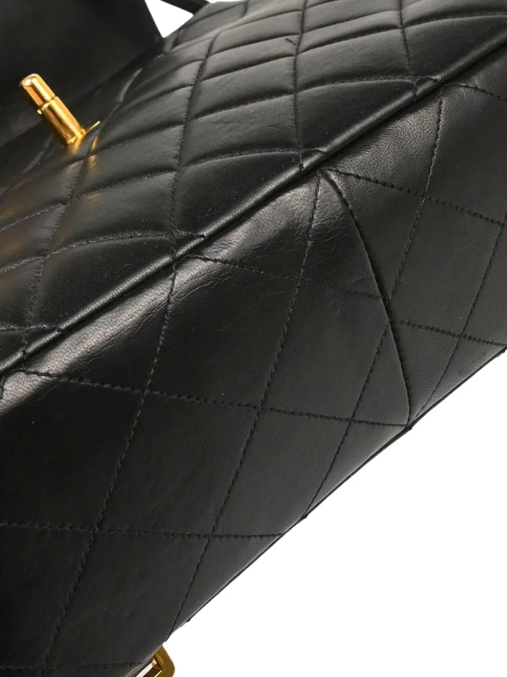 Pre-owned Chanel 1995 Quilted Lambskin Backpack In Black