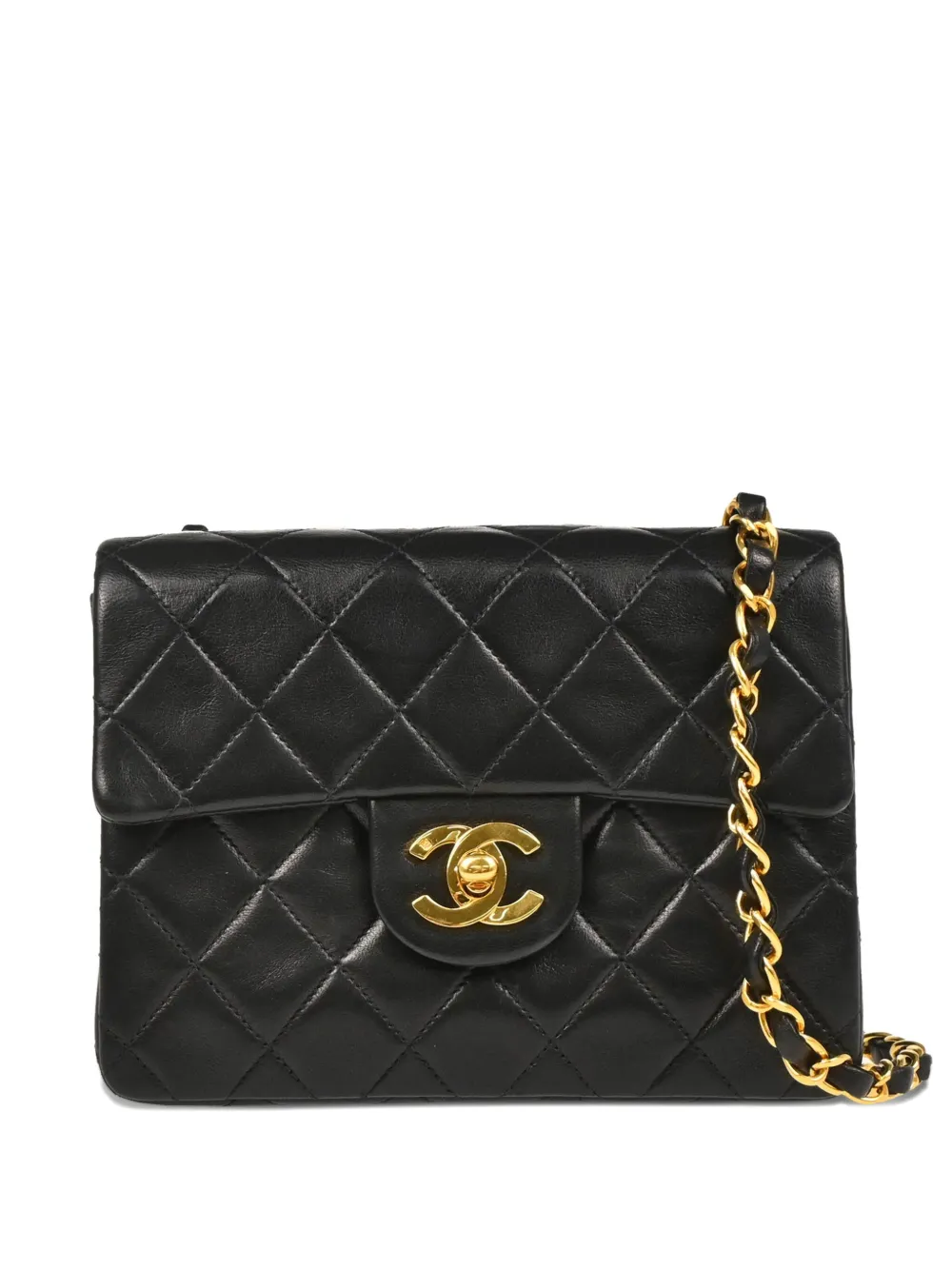 CHANEL Pre-Owned 1992 スクエア フラップ ショルダーバッグ ミニ - ブラック CHANEL Pre-Owned 1992 スクエア フラップ ショルダーバッグ ミニ - ブラック