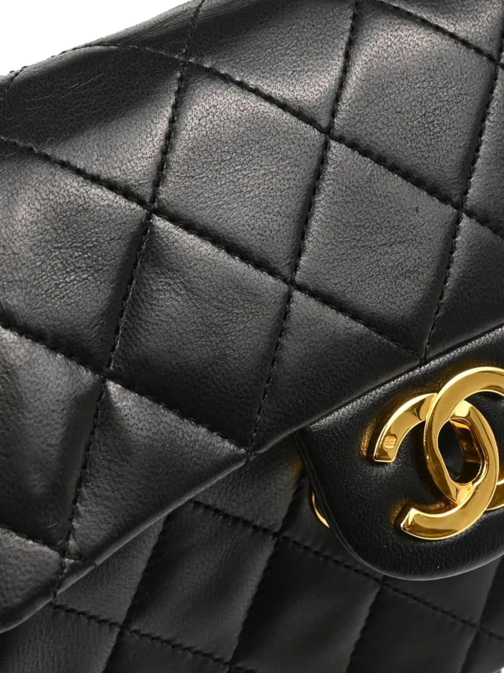 Pre-owned Chanel 1985-1990 Mini Classic Square Flap Bag In Black