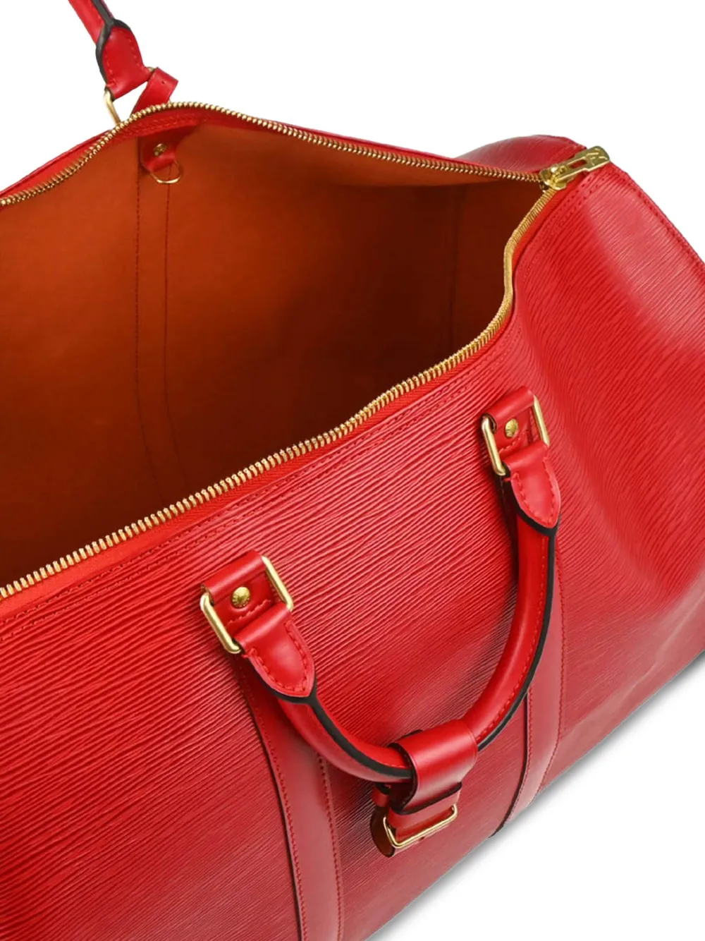 Pre-owned Louis Vuitton 1998 Keepall 55 Leather Handbag In Red
