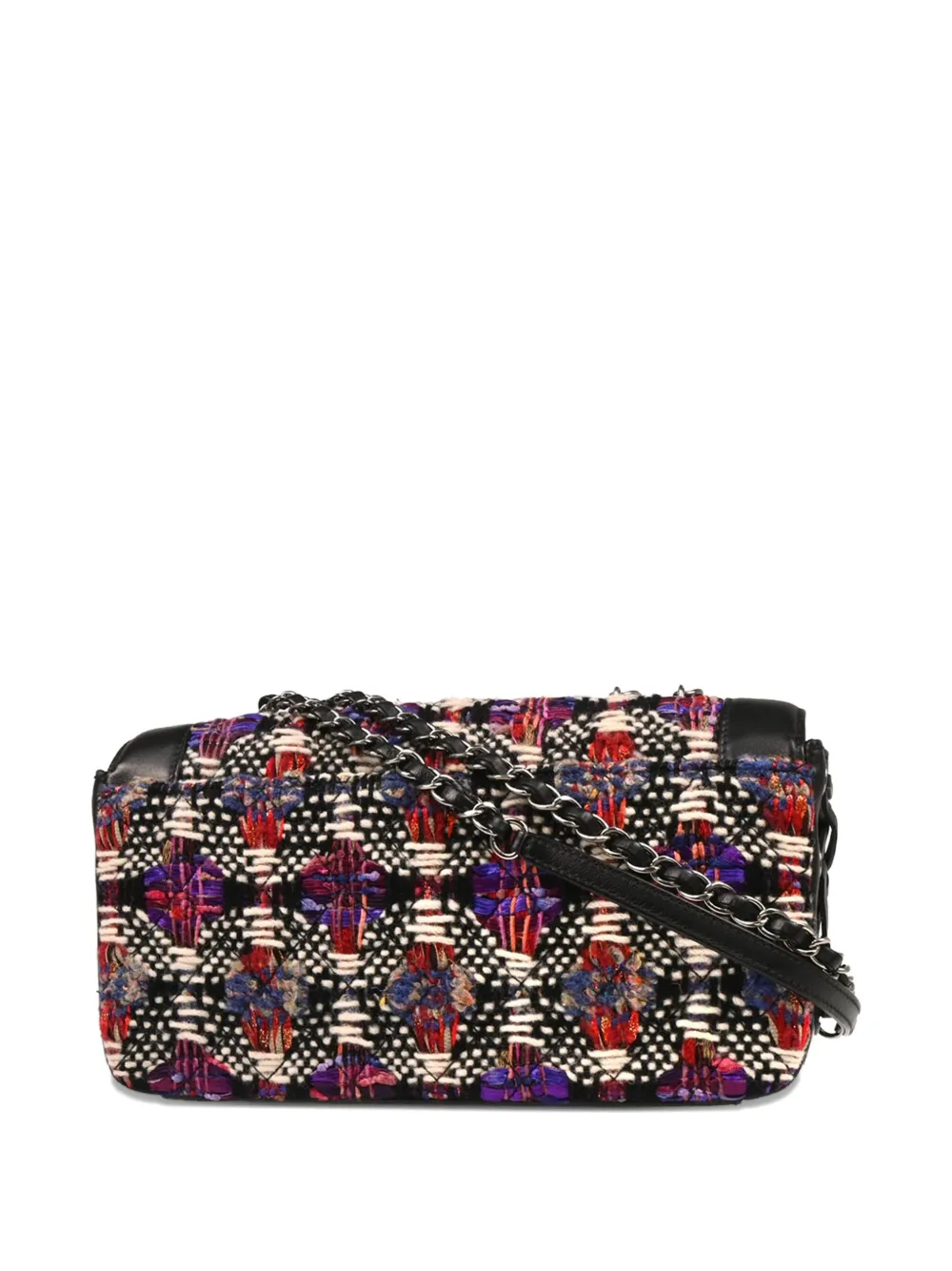 Pre-owned Chanel 2016 Tweed Flap Shoulder Bag In Black