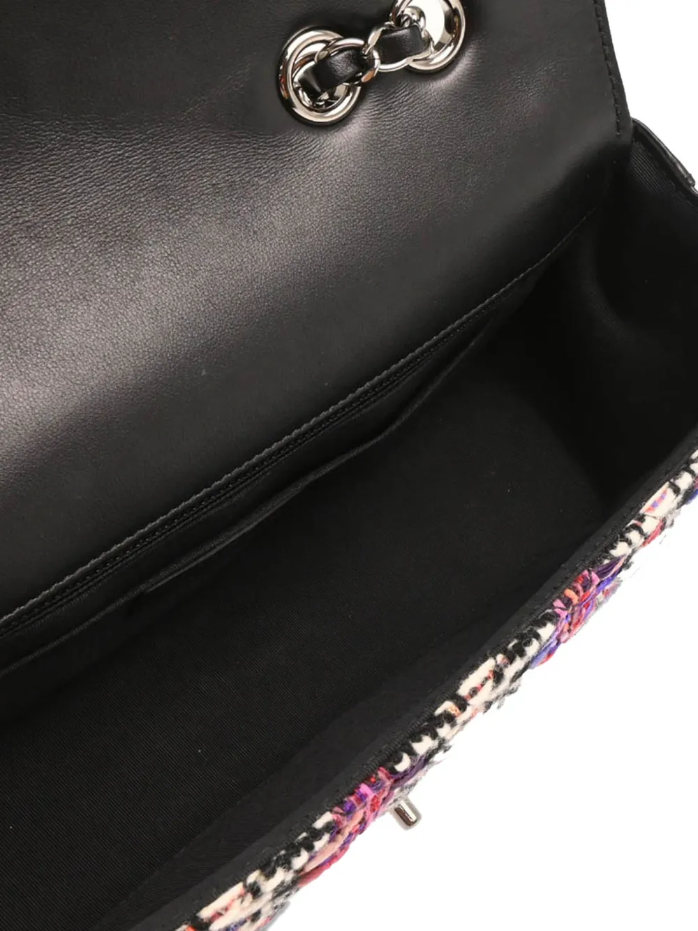 Pre-owned Chanel 2016 Tweed Flap Shoulder Bag In Black