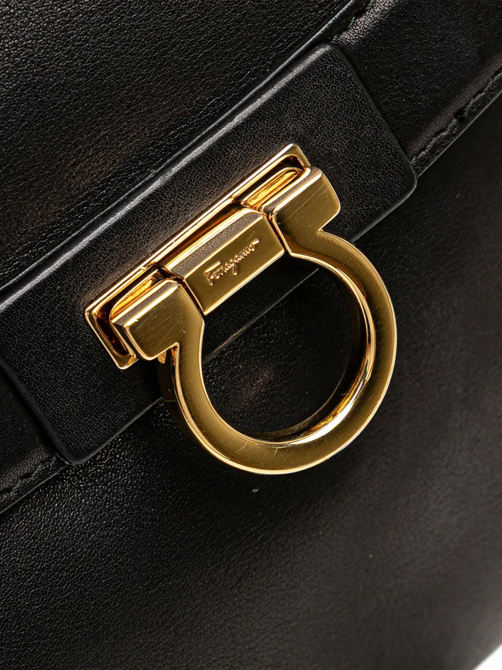 Pre-owned Ferragamo 2021 Medium Leather Gancini Sofia Satchel In Black