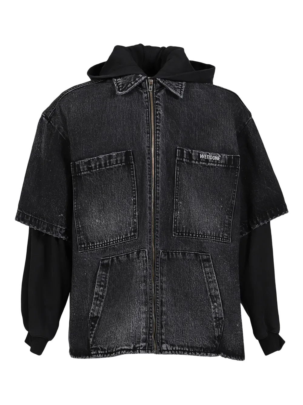 We11 Done Double-layer Denim Jacket In Black
