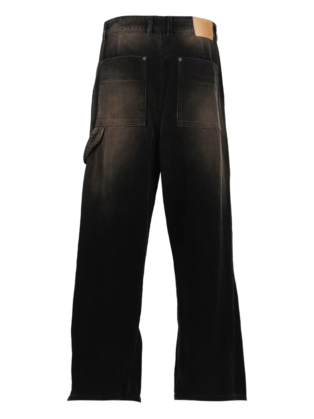 We11done Ribfluwelen broek met gewassen-effect - Zwart