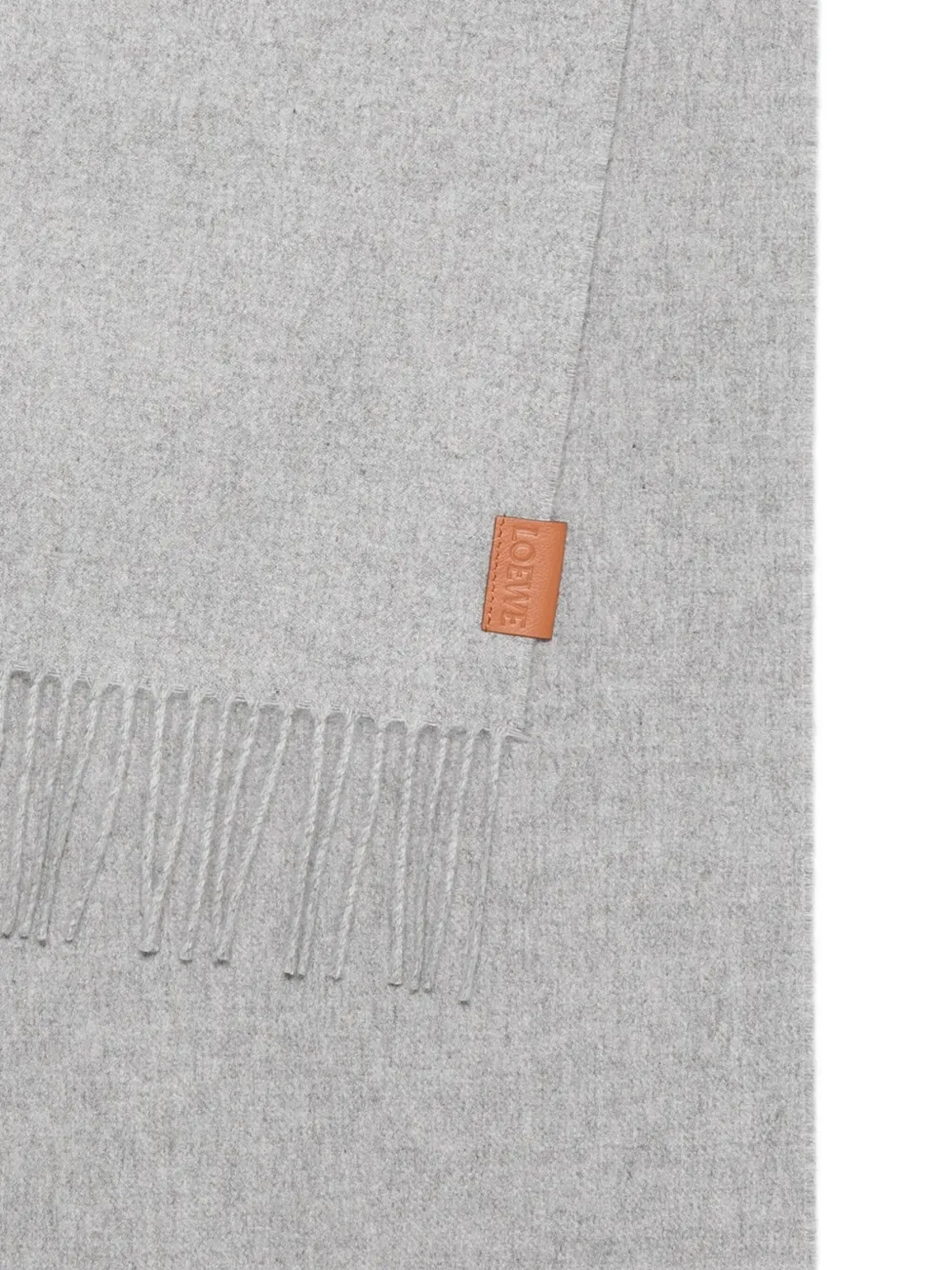 Loewe Fringed-edges Cashmere Scarf In Gray