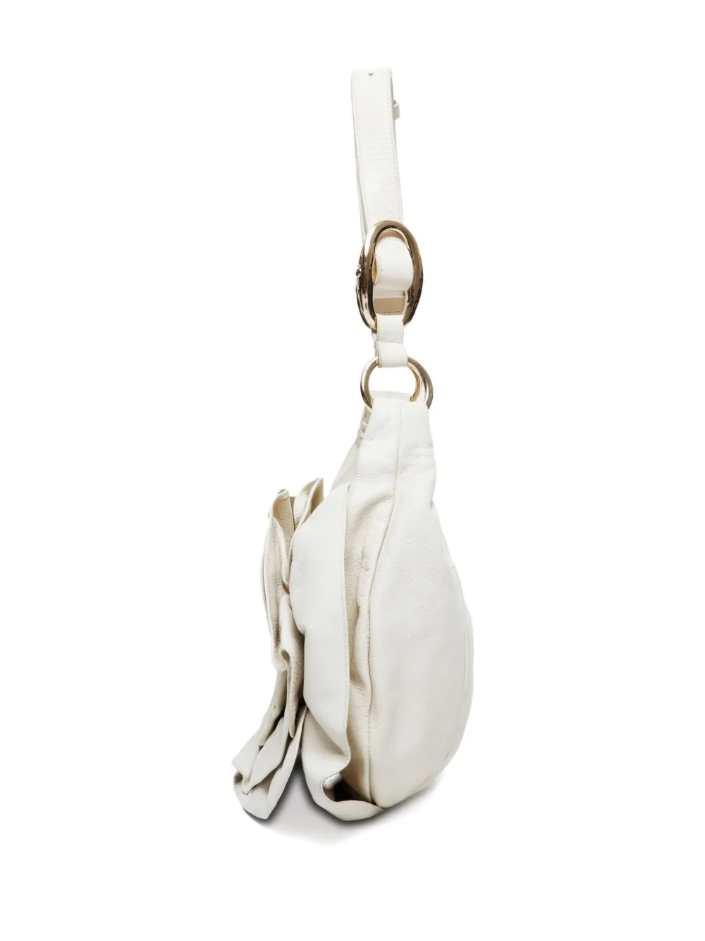 Pre-owned Saint Laurent 1990-2000 Pleated Rose Shoulder Bag In White