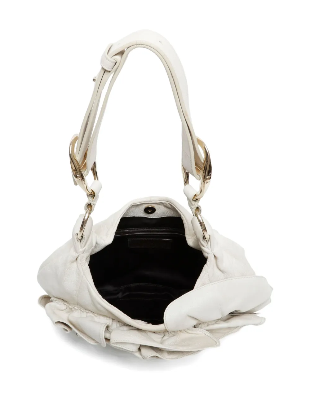 Pre-owned Saint Laurent 1990-2000 Pleated Rose Shoulder Bag In White