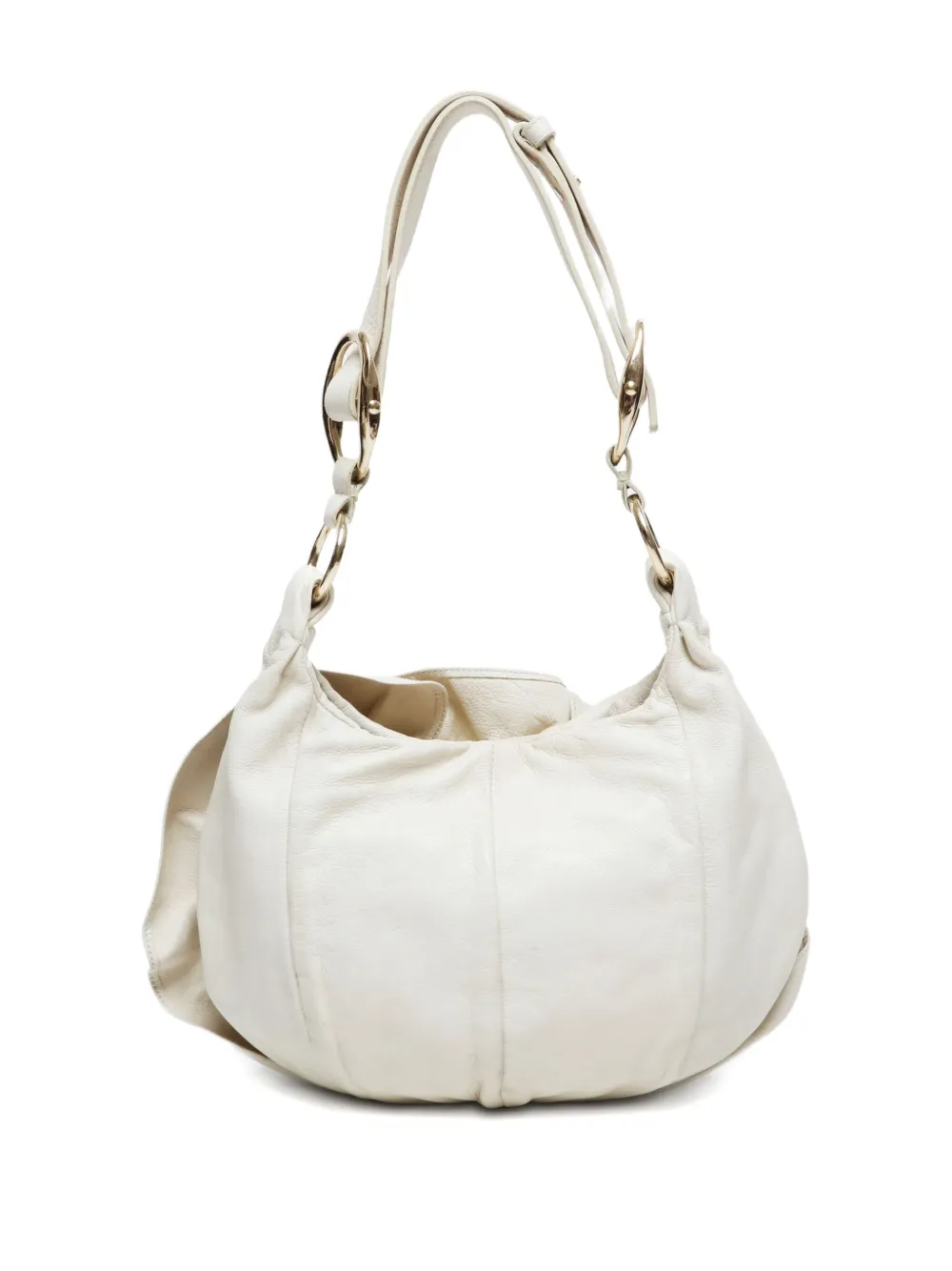 Pre-owned Saint Laurent 1990-2000 Pleated Rose Shoulder Bag In White