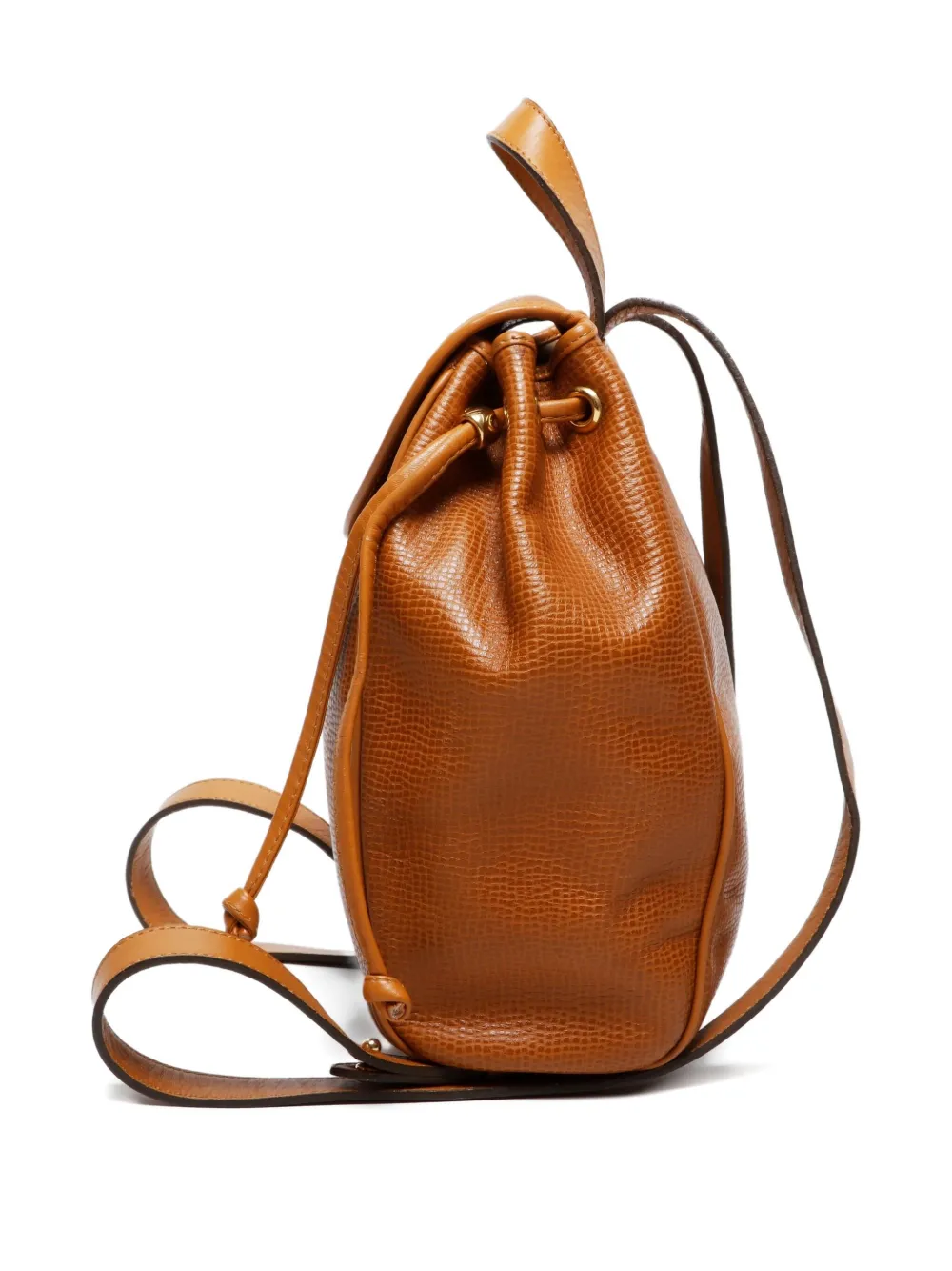 Pre-owned Dior 1980-1990s Leather Drawstring Backpack In Brown