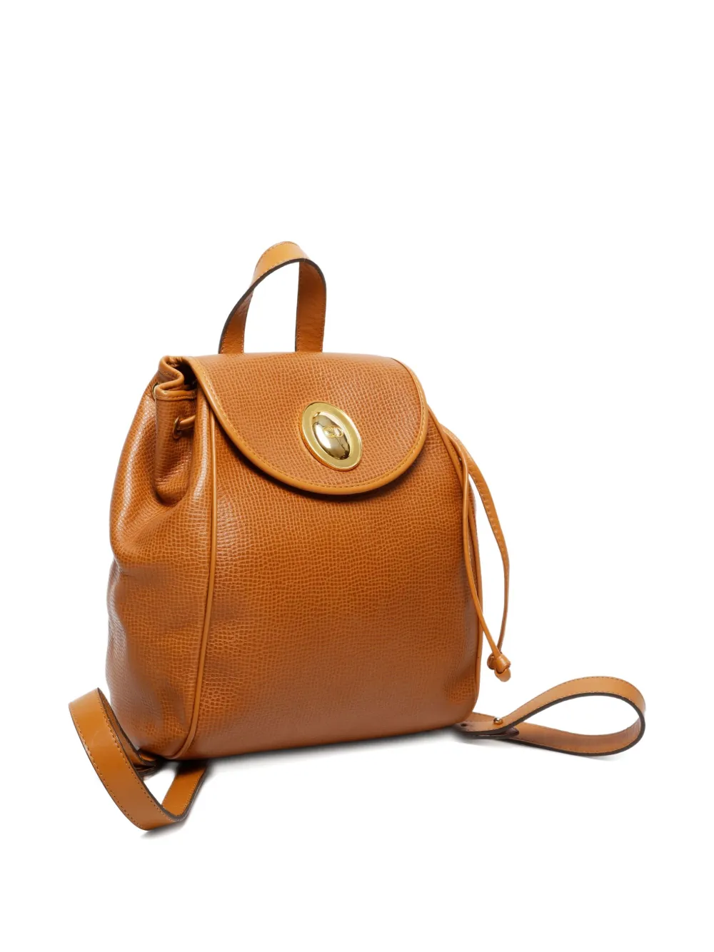 Pre-owned Dior 1980-1990s Leather Drawstring Backpack In Brown