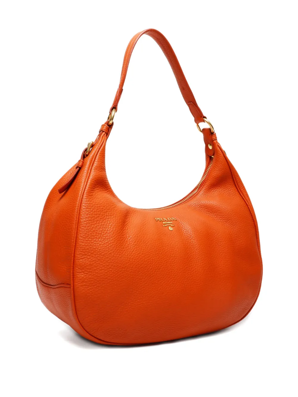 Pre-owned Prada 2000-2020s Leather Shoulder Bag In Orange