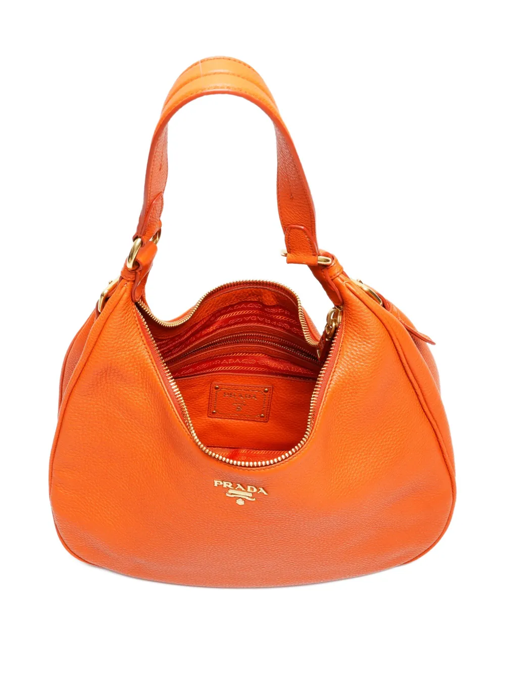 Pre-owned Prada 2000-2020s Leather Shoulder Bag In Orange