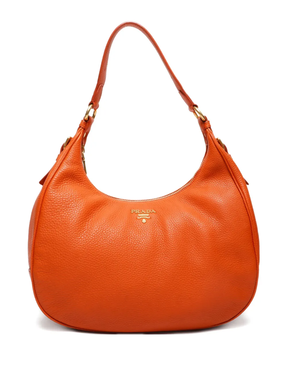 Pre-owned Prada 2000-2020s Leather Shoulder Bag In Orange