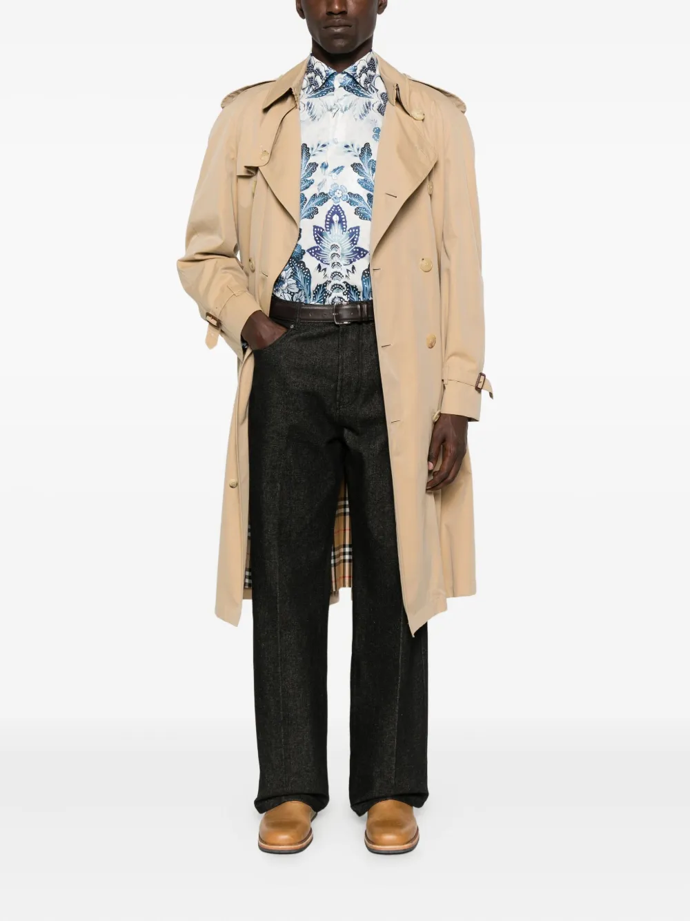 ETRO floral-print cotton shirt - Blauw