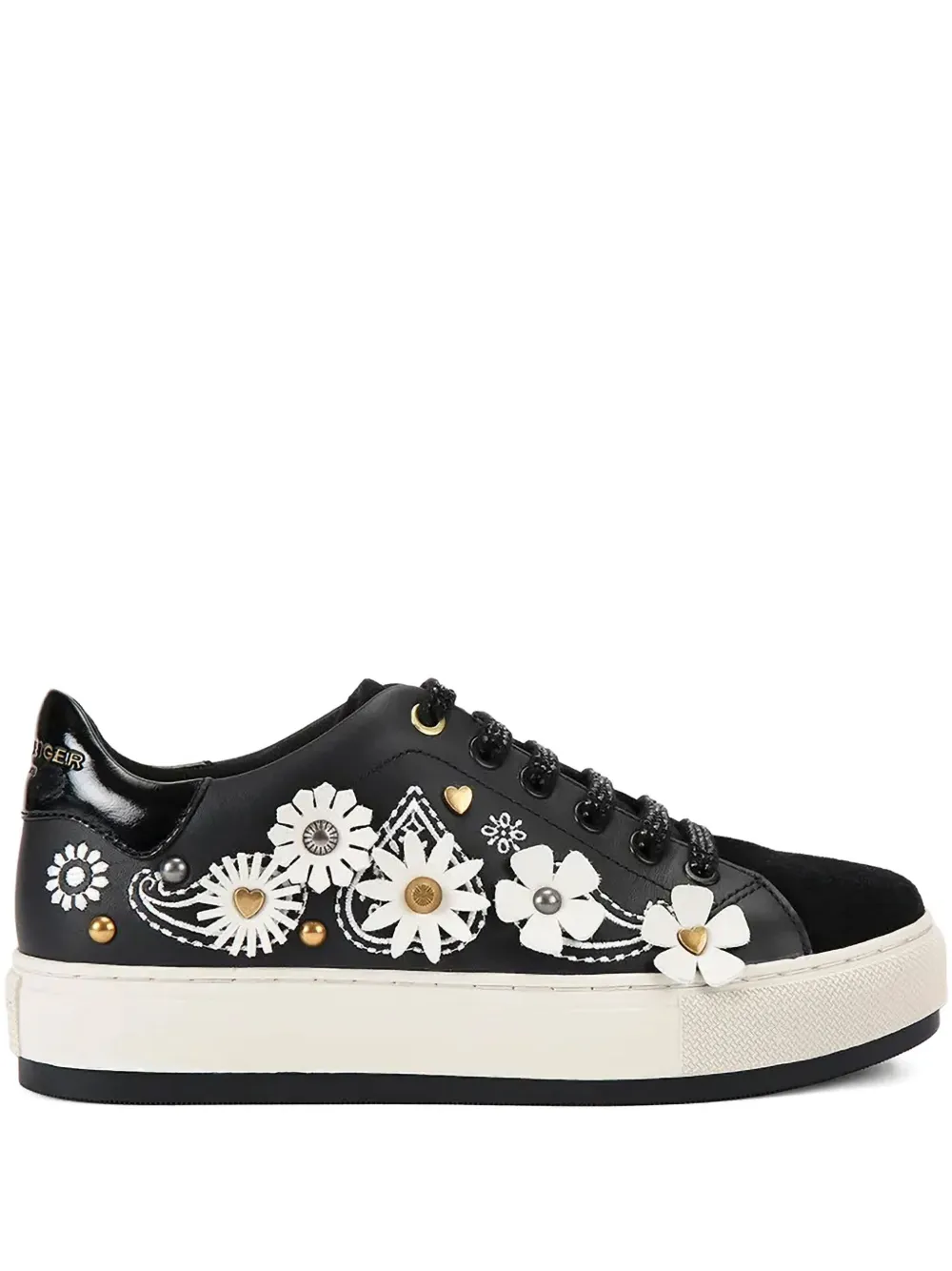Kurt Geiger London Sneakers met bloemen-applicatie en studs Zwart