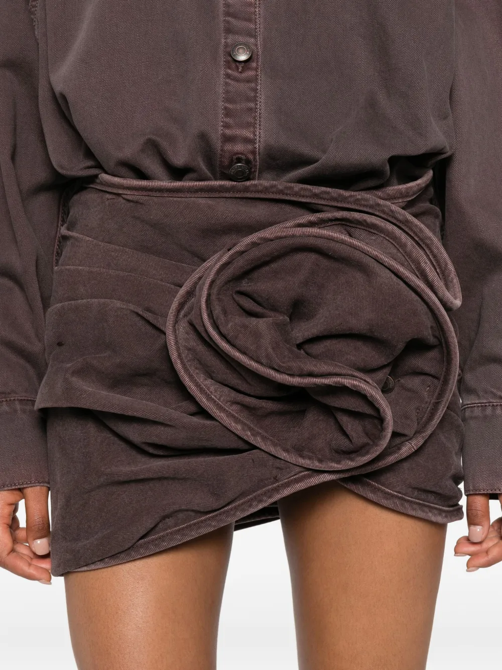 Magda Butrym Rok met roosdetail en ruches Bruin