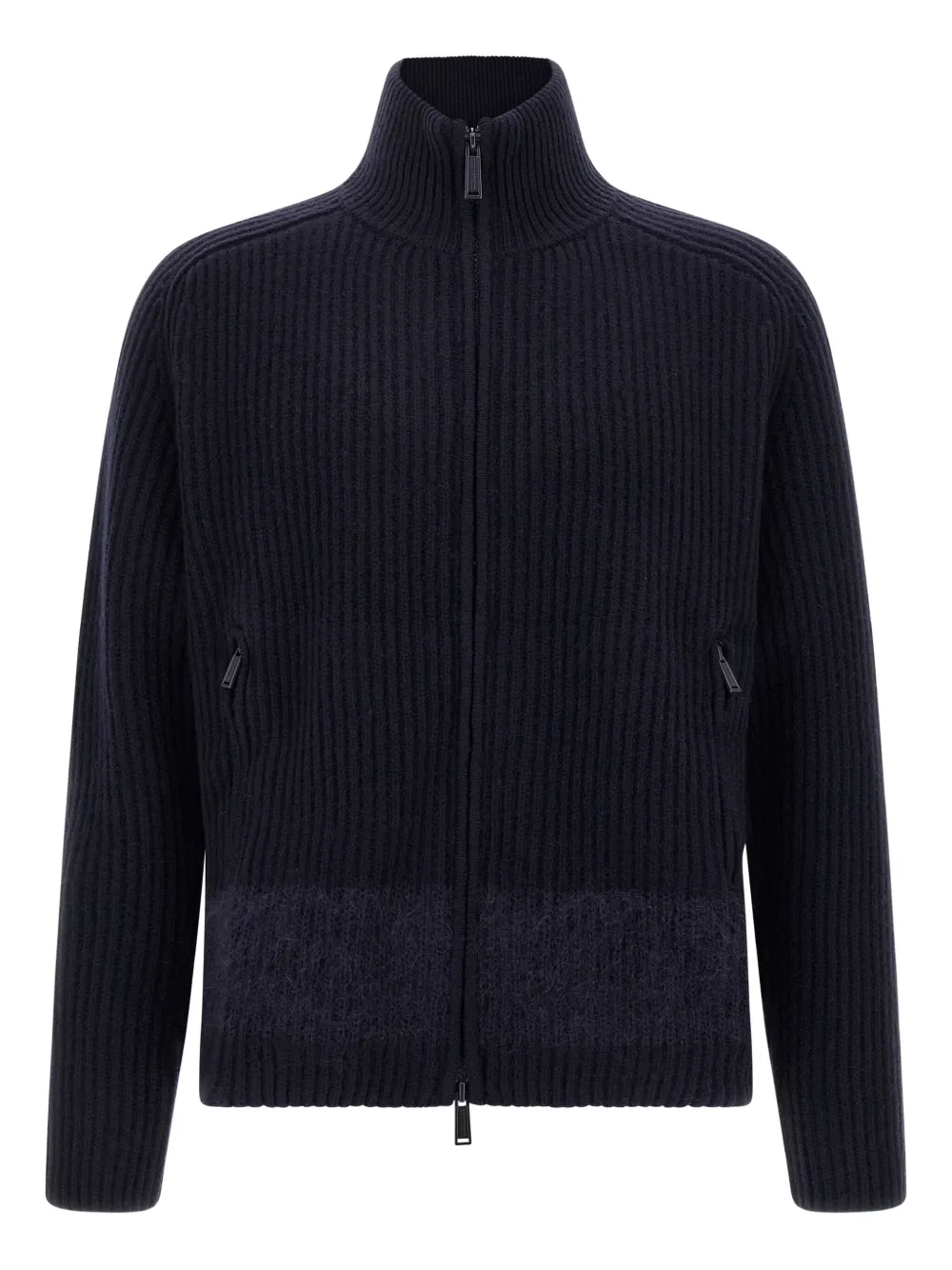 DSQUARED2 ribbed high-neck zip-front cardigan | Blue | Image 1