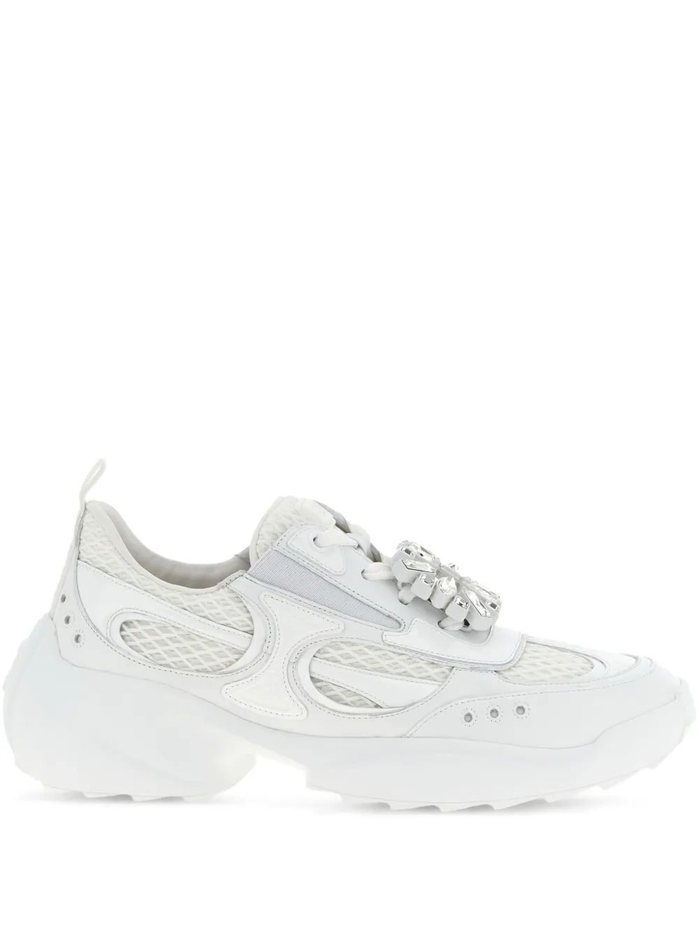 Roger Vivier embellished mesh low-top sneakers | White | Image 1